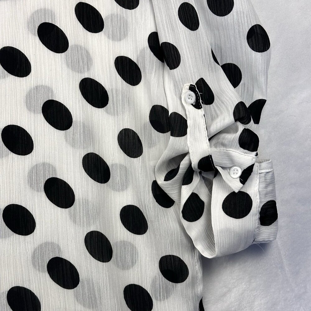 MASA USA Polka Dot Button Down Tunic Blouse Size M Longline Coastal Beach Top - Picture 5 of 10